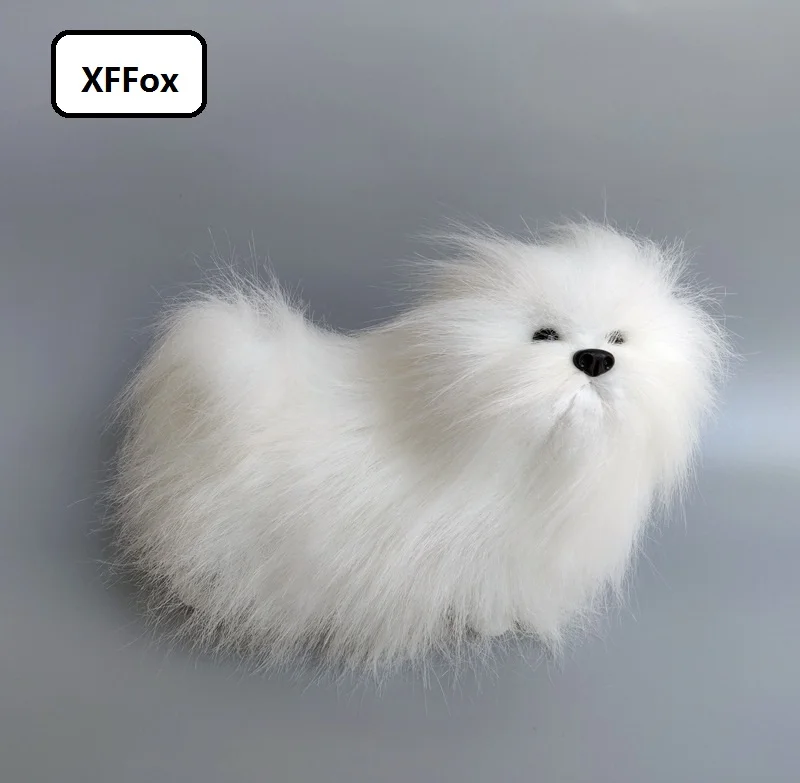 

cute real life white dog model plastic&furs simulation dog doll gift about 23x10x18cm xf2354