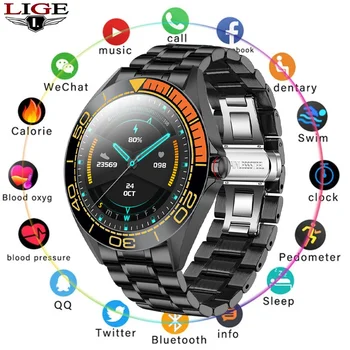 LIGE New men Smart watch heart rate Blood pressure Fitness tracker IP68 waterproof Sports watch smartwatch men For IOS Android lige new ladies smart watch heart rate blood pressure monitoring fitness tracker sports female smart watch male for android ios