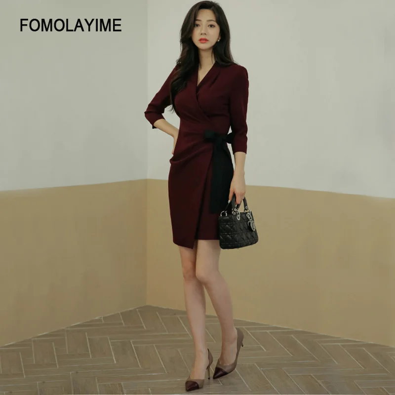 Autumn Dress Осенние платья женское сексуальное облегающее платье с v-образным вырезом длиной до колена Vestidos - Цвет: Autumn Dress