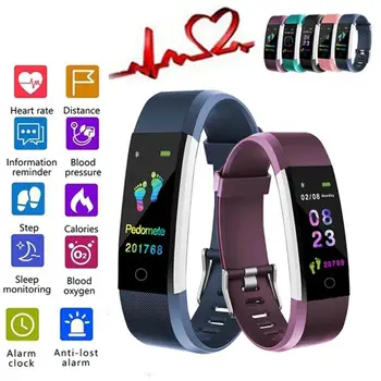 

ID115plus color screen smart hand heart rate oxygen monitoring waterproof sports smart bracelet wristband