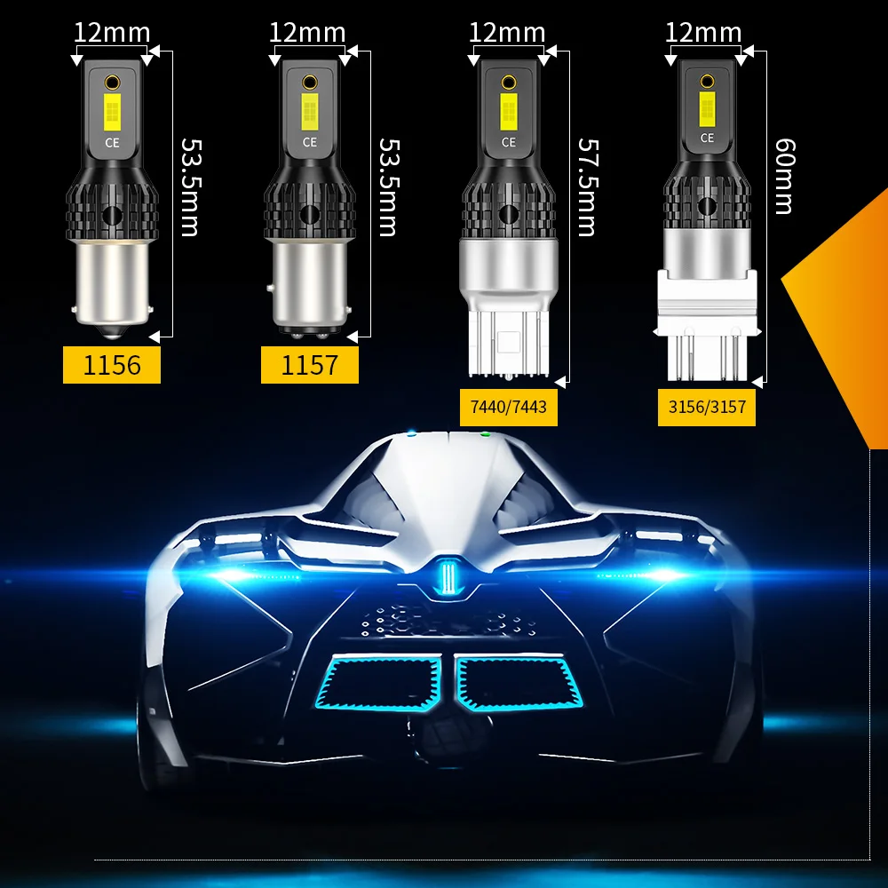 DXZ 10 шт. 1156 S25 BA15S P21W светодиодный 1157 T20 T25 LED Canbus 2 SMD 1200LM 7440 3156 3157 задний указатель