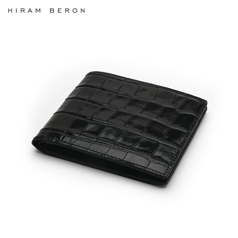 Hiram Beron Custom Name Man Gift Billfold Wallet Luxury Crocodile Pattern Designer Gift for Father Boyfriend Dropship 5