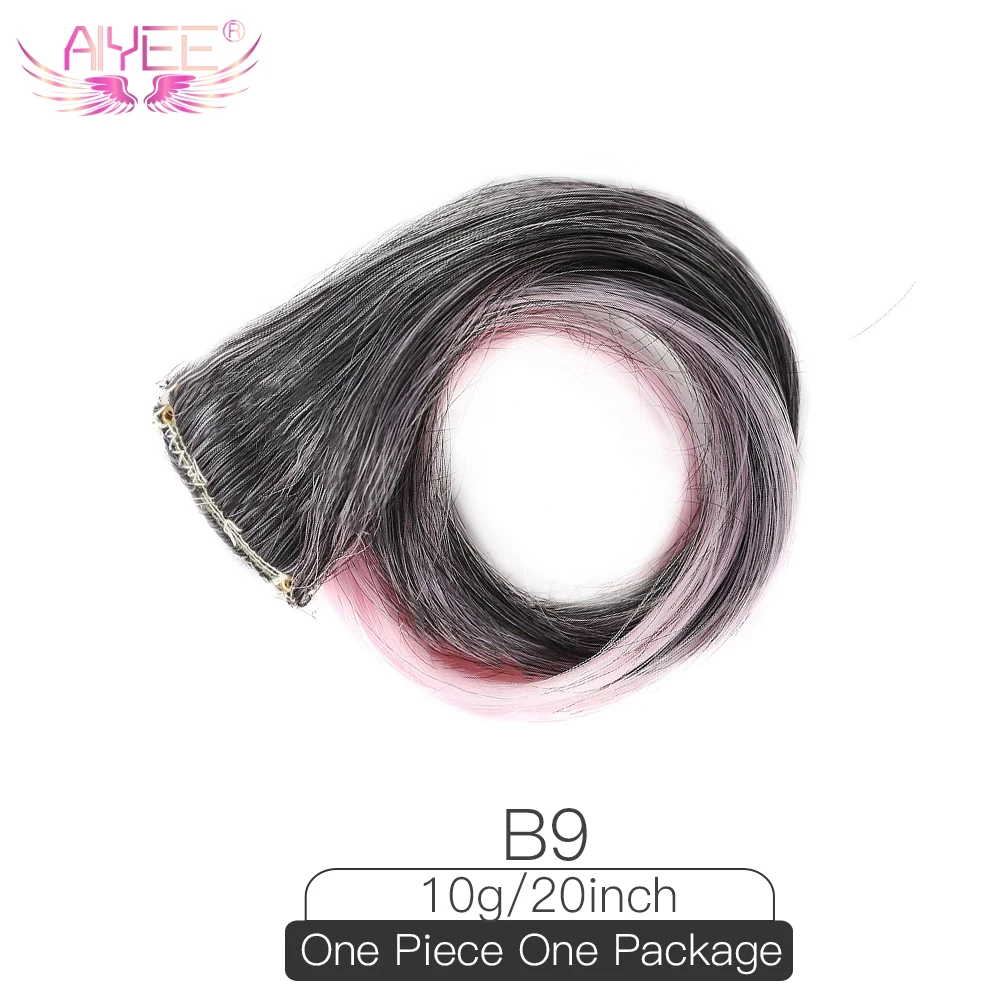 AIYEE 100 цветов, 50 см, один зажим, один кусок волос для наращивания, Синтетические длинные прямые волосы с эффектом омбре, серые, красные, радужные волосы - Цвет: B9