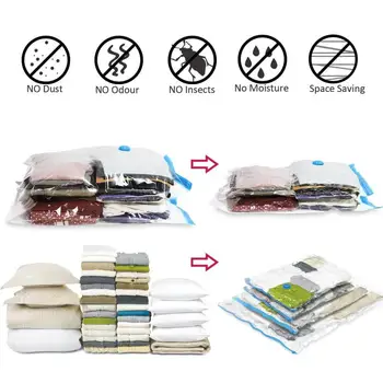 

20pcs Vacuum Seal Storage Bag Home Organizer Transparent Border Foldable Clothes Organizer Compressed Travel Saving Package HWC