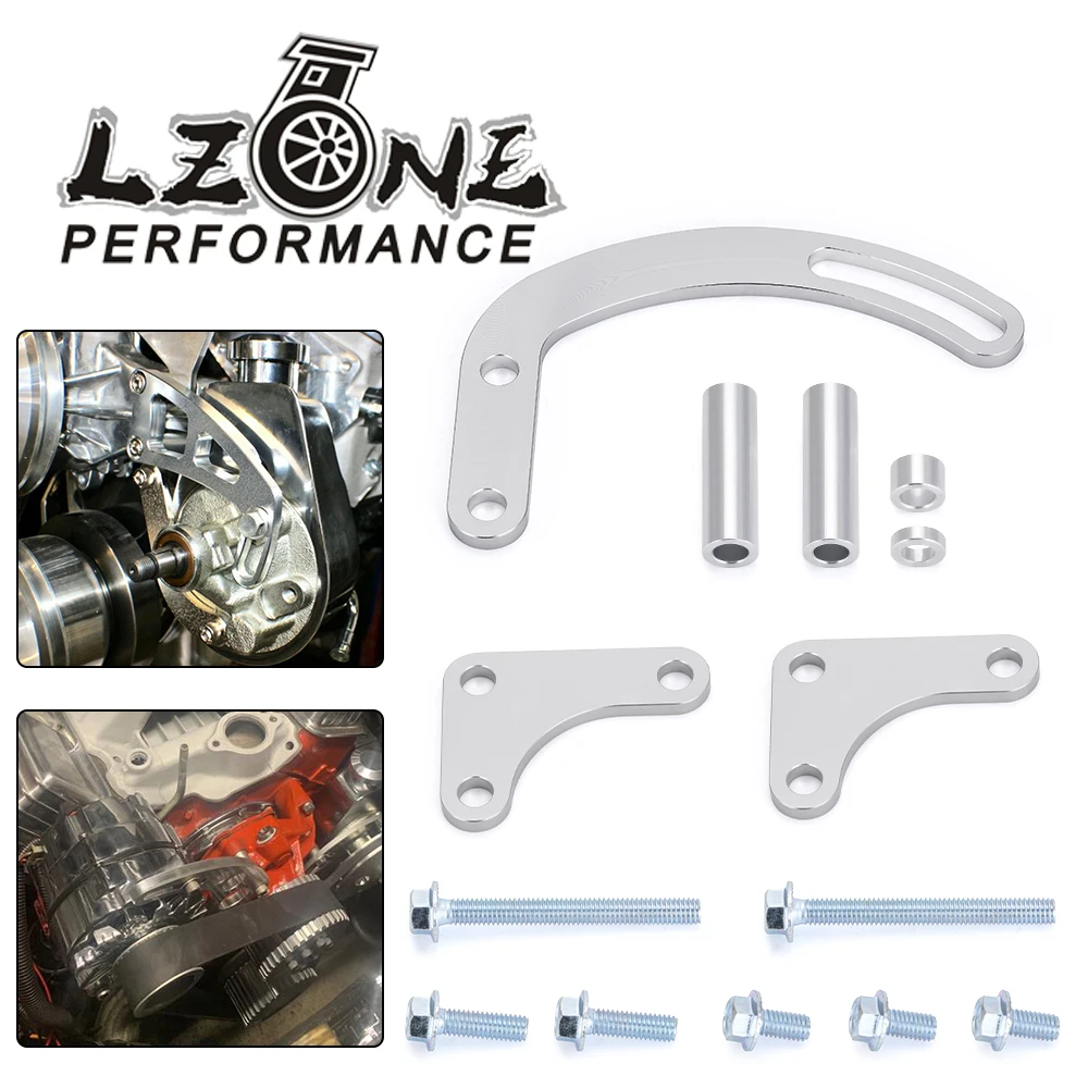 For SBC Alu Power Steering Pump P/S Bracket Adjustable Long Water Pump For Chevy GM Small Block Gen V8 5.0L 5.7L 305 327 350