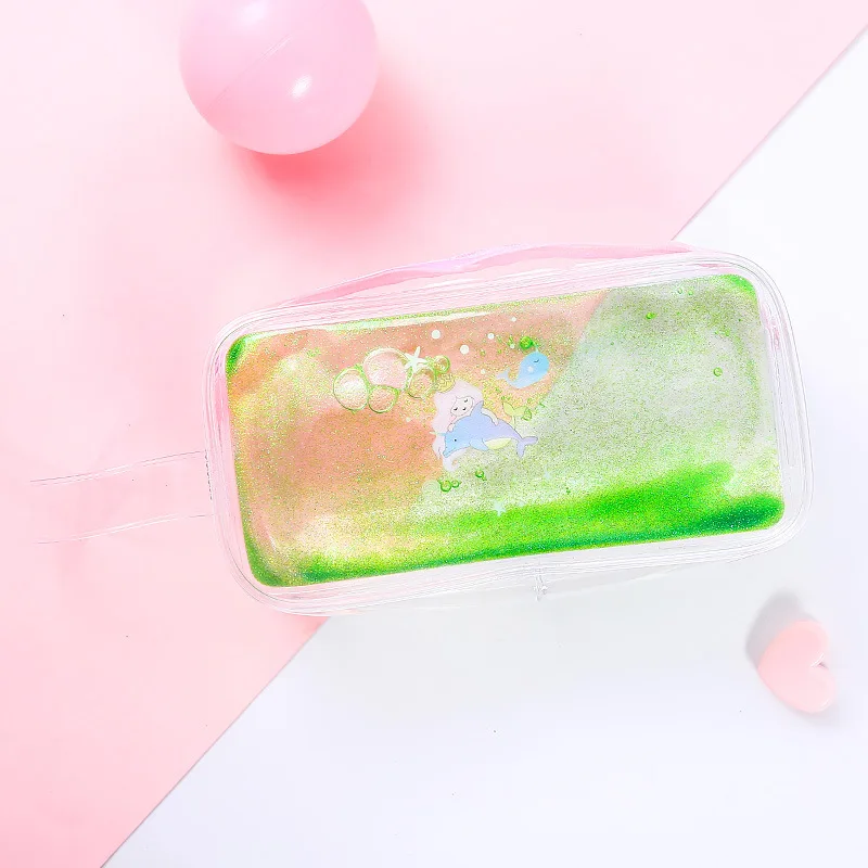 Милая косметичка с рисунком из мультфильма, креативная быстрая Песочная сумка для девочек в масле косметичка большой вместительности, прозрачная сумка для ручек 19 см* 10 см* 6 см - Цвет: 15