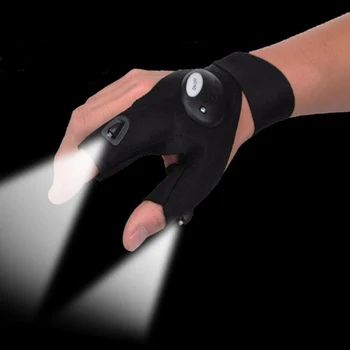 

2020 New Black Outdoor Fishing Magic Strap Fingerless Glove LED Flashlight Torch Cover Survival Camping Hiking Rescue Tool