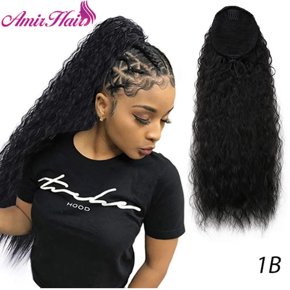 Amir Hair Drawstring Ponytail Extensions Synthetic Long Kinky Curly Ponytails Wig Hair Pieces For Women Fake Hair Extension Clip