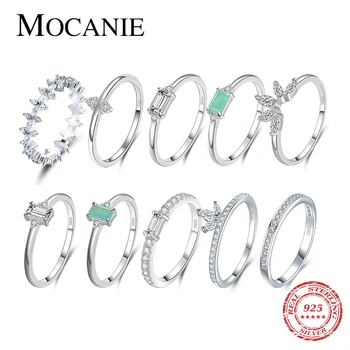 

Mocanie Classic Retro Multiple Style 925 Sterling Silver Rings for Women Paraiba Tourmaline or Emerald Cut Rings Wedding Jewelry