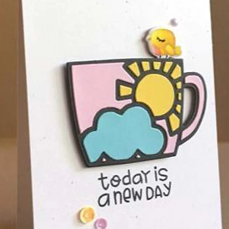 

new dies for 2019 Cloud Teacup Frame Metal Cutting Dies Scrapbooking Craft Die Cut Stamps Stencil Background Shaker Card Making