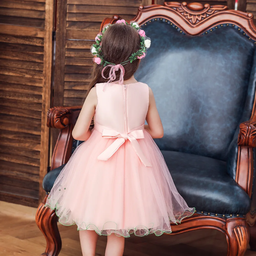 Детское парадное платье в европейском и американском стиле нарядное Пышное газовое платье без рукавов с бусинами для больших мальчиков платье для подиумов и выступлений для девочек