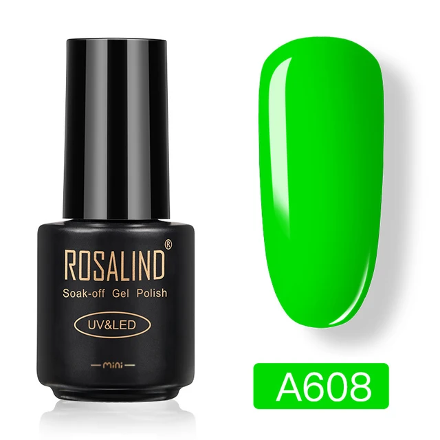 ROSALIND Nail Gel Polish Neon Luminous Hybrid Varnish Manicure Semi Permanent UV Gel Nail Art Base Top Coat Gel Nail Polish New A608