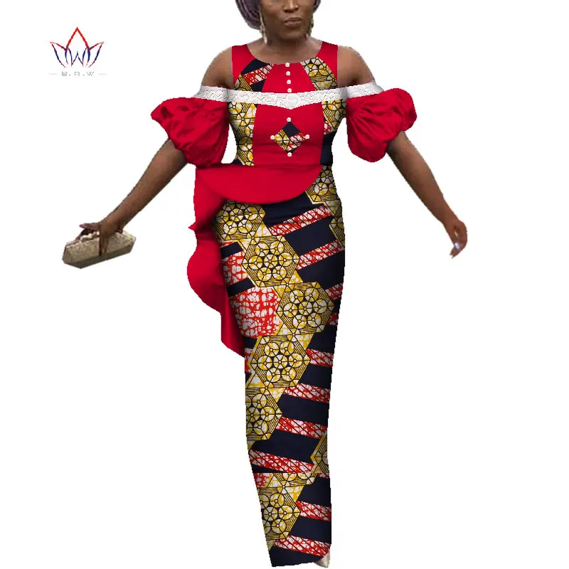 2020 женское традиционное Африканское платье с круглым вырезом Африканский базин