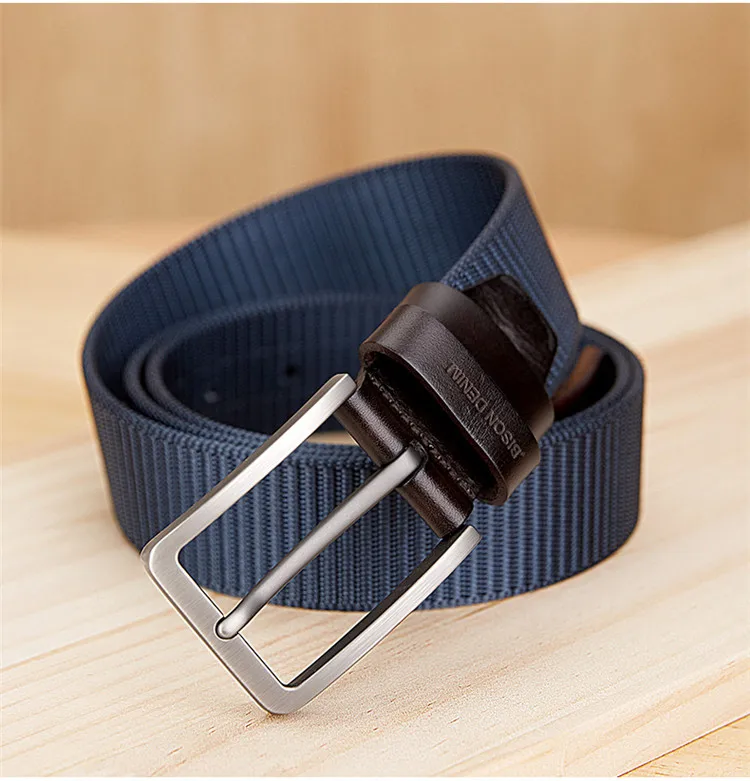 branded belt for men BISN DENIM High Quality Men Belt Luxury Strap Tactical Military Canvas Waistband Genuine Leather Training Belt Pin Buckle Belt men's belts