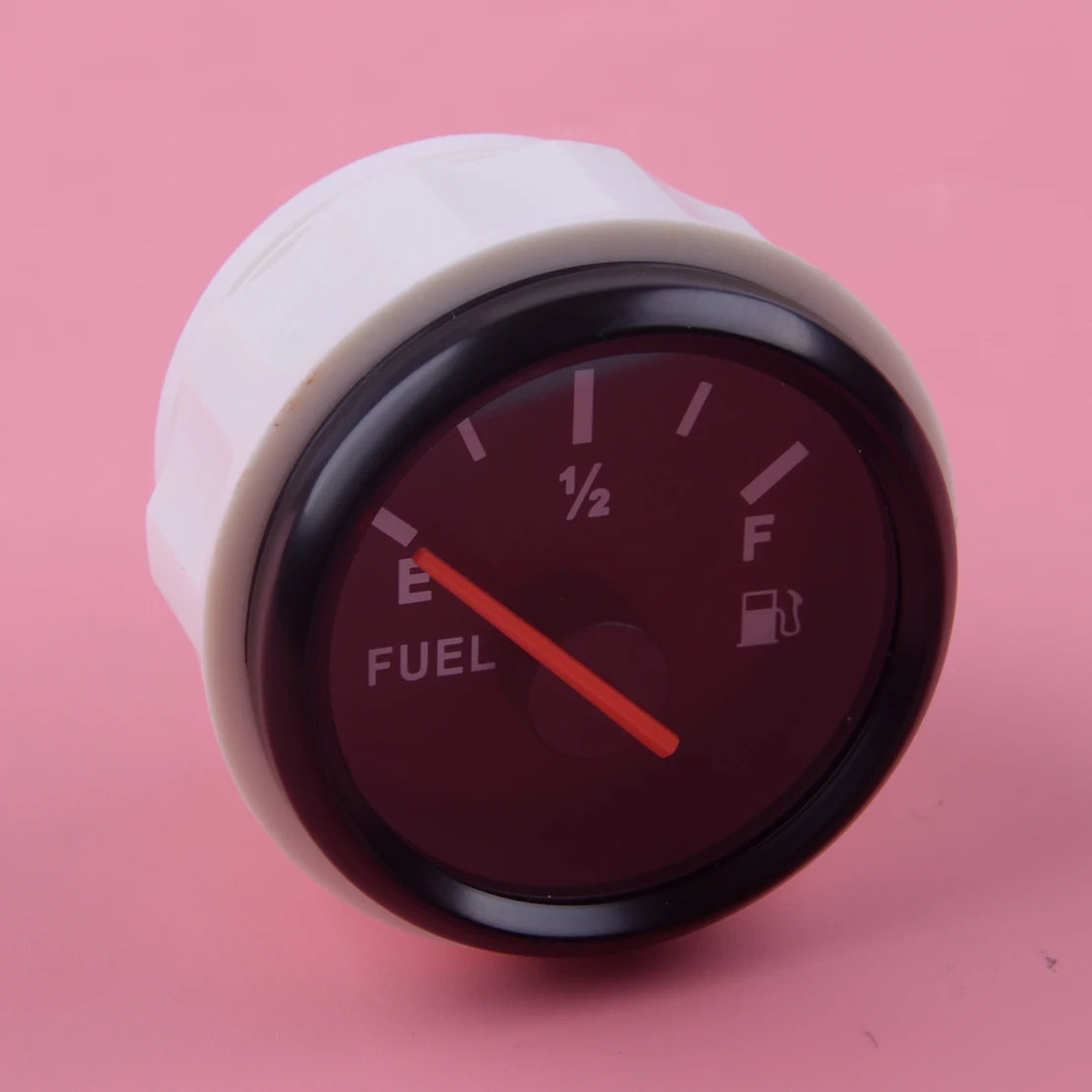 

DWCX Universal 52mm Black Bezel Gas Fuel Level Gauge Red LED 12V 24V Plastic for Car Marine Boat
