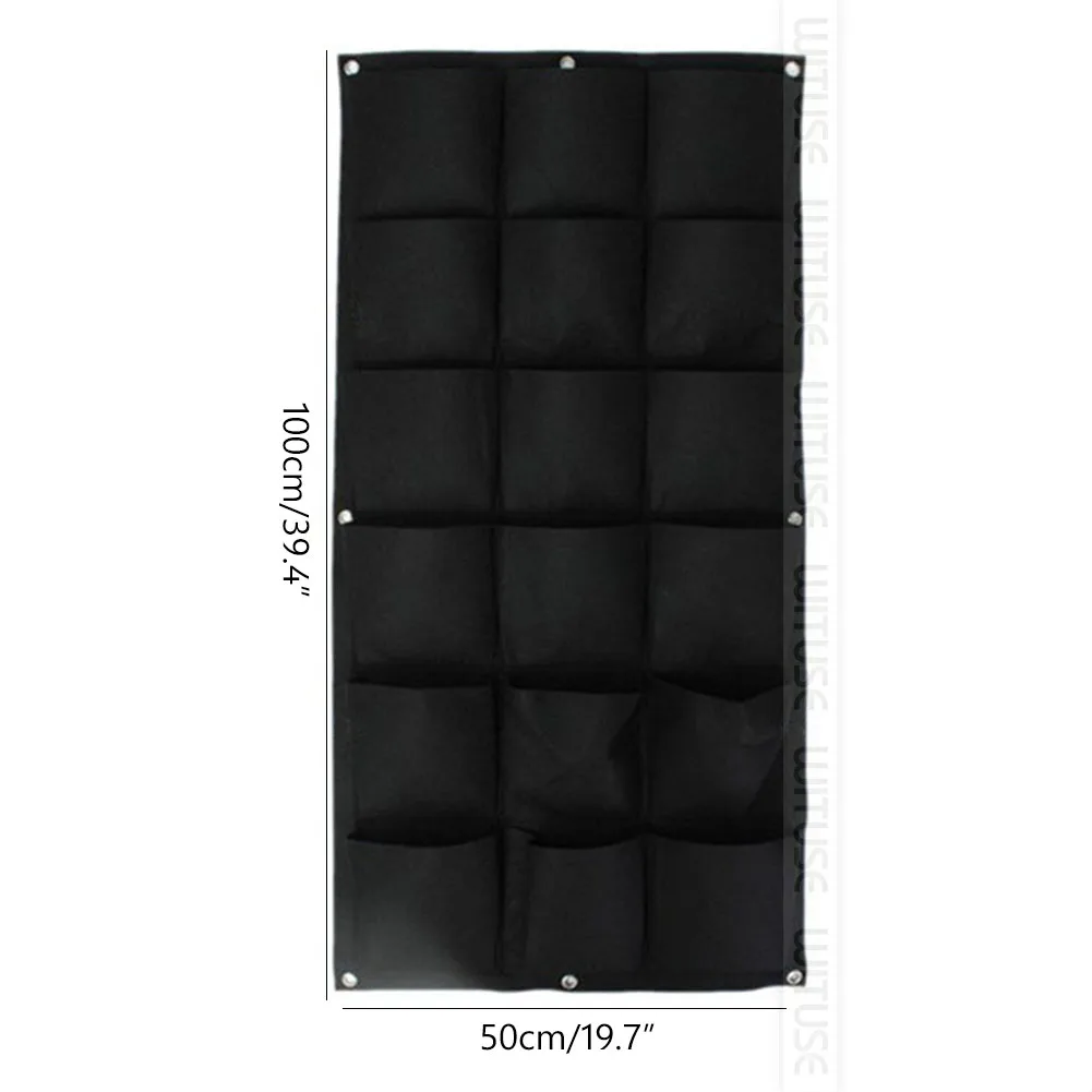 18pockets Black Настенные подвесные садовые сумки, вертикальная сеялка, много карманов для настенного садоводства, цветов на открытом воздухе, комнатных горшков для выращивания - Цвет: 18pockets Black
