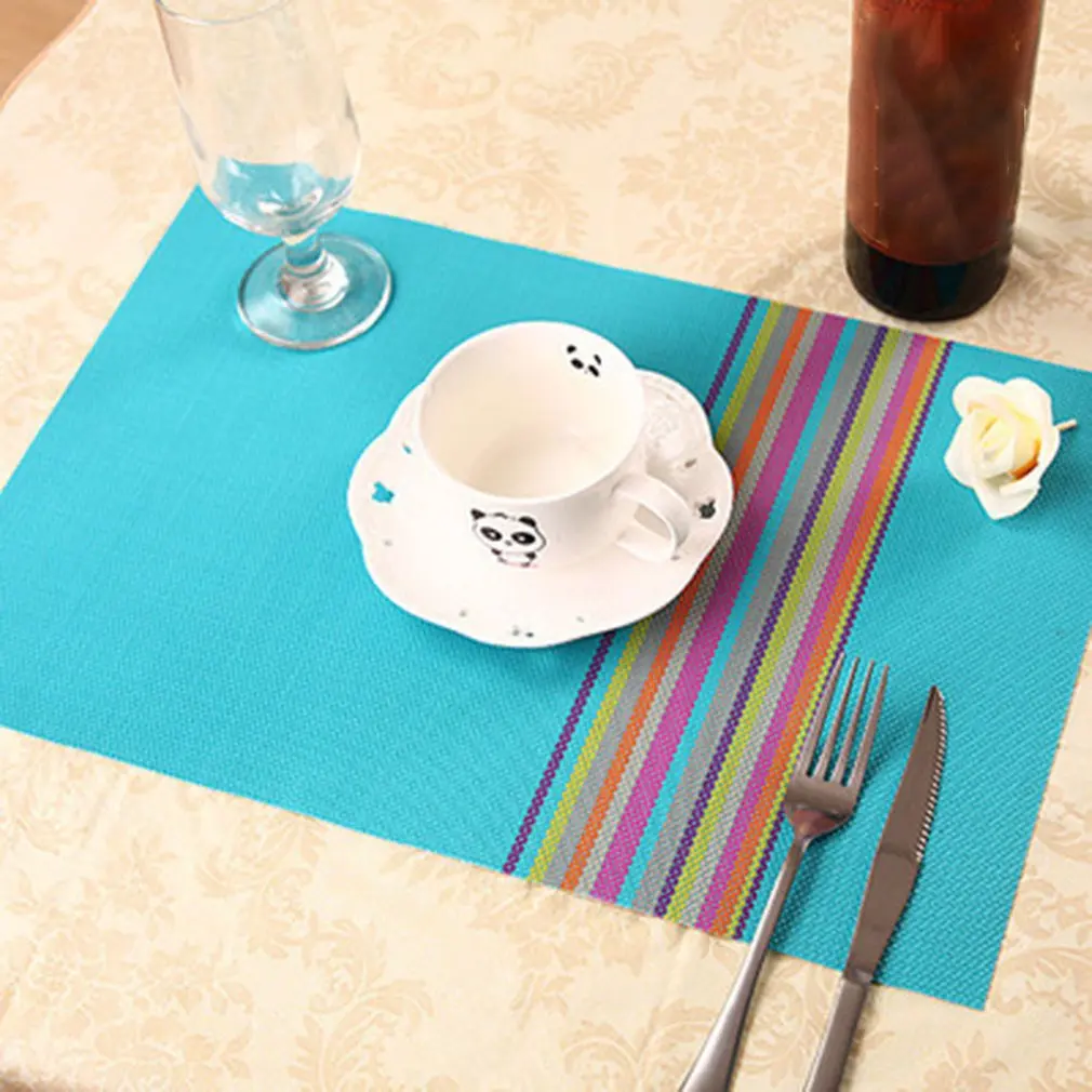 Жаростойкий кухонный обеденный стол, коврик в разноцветную полоску, ПВХ, Настольный коврик, подушка, моющаяся, быстросохнущая подставка