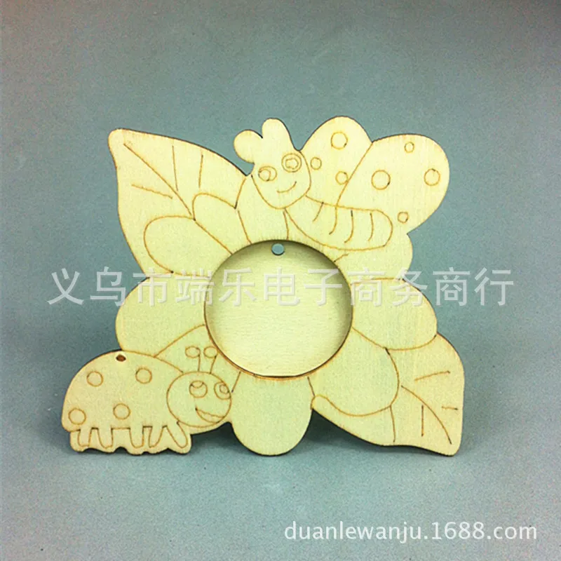 Wood Creative Flower Chickens Frame Abrasives CHILDREN'S DIY Clay Mud Pearl Material
