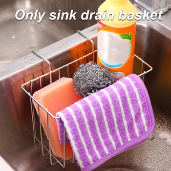 

Stainless Steel Kitchen Drain Rack Sink Storage Hanging Basket Caddy Brush Sponge Holder Waterproof Storage Rack Organizer