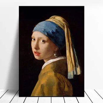 

Dutch painting master Vermeer "The Girl with Pearl Earrings" Art Vintage Oil Painting Print Print Home Decoration Canvas