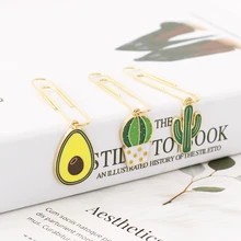 Пачка, 5 шт., милые закладки авокадо, кавайные кактусы, Золотая фольга, металлические подвески, зажим для бумаги для девочек, подарок, офисные, школьные принадлежности, H0335