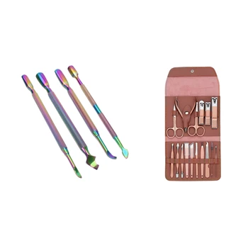 

1 Set Cuticle Pusher Stainless Steel Cuticle Remover and Cutter & 1 Set Manicure Kit Stainless Steel Ear Spoon