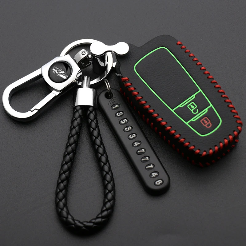 Luminous Leather Car Smart Key Cover key case cover key case car key shell for Toyota Camry CHR Prius Corolla RAV4 Prado