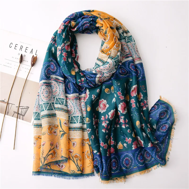 2020 New Fashion Summer Women Cotton Scarf Flower Beach Hijab Shawls