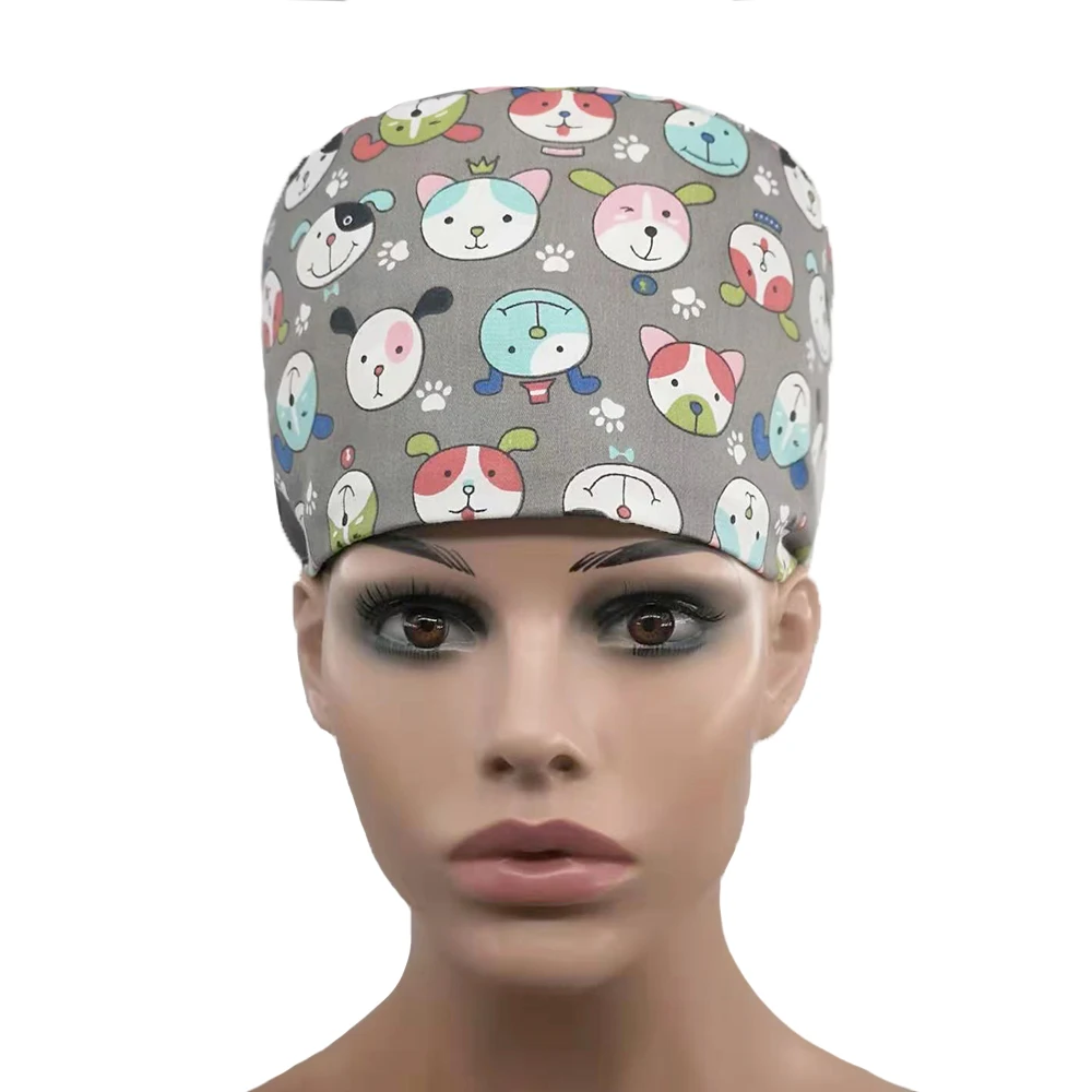 Хлопковая медицинская Кепка, хирургическая кепка для женщин, шапка для врача, медсестры, стоматолога, шляпа для домашних животных - Цвет: image