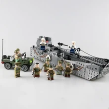 Военные США армия LCM3 посадочная лодка строительные блоки WW2 солдаты военной армии фигурки оружие запасные части для ружья Кирпичи игрушки для детей