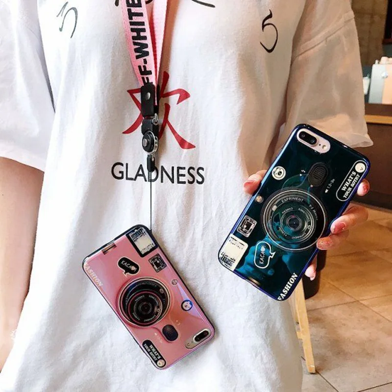 3D Blu-ray pendant lanyard camera phone blue Pink back case for huawei Mate 20 10 9 8 PRO Lite 20X Psmart cover |