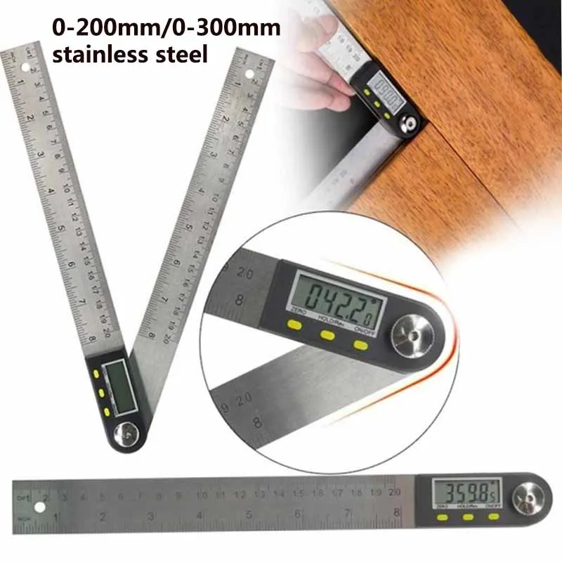 300mm 12 Inch Digital Protractor Angle Ruler 200mm 8 Inch Angle Finder Meter Stainless Steel 360 Degree Goniometer Inclinometer