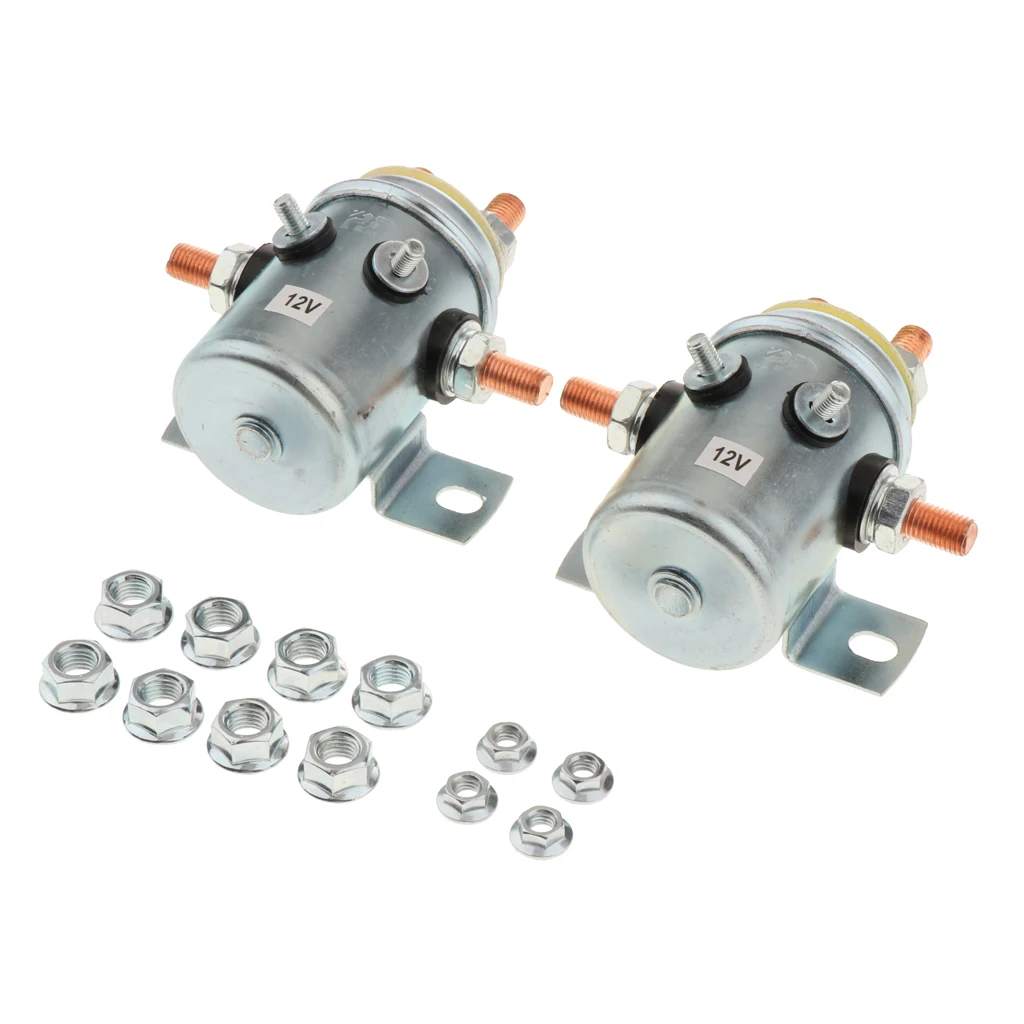 2pcs Solid Continuous Duty Solenoid Relay Switch 200A Winch 12V Heavy Duty