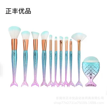 

Hot Selling 11 Mermaid Makeup Brush Set Powder Foundation Brush Beauty Tool Eye Brush Zhengfeng Superior Products