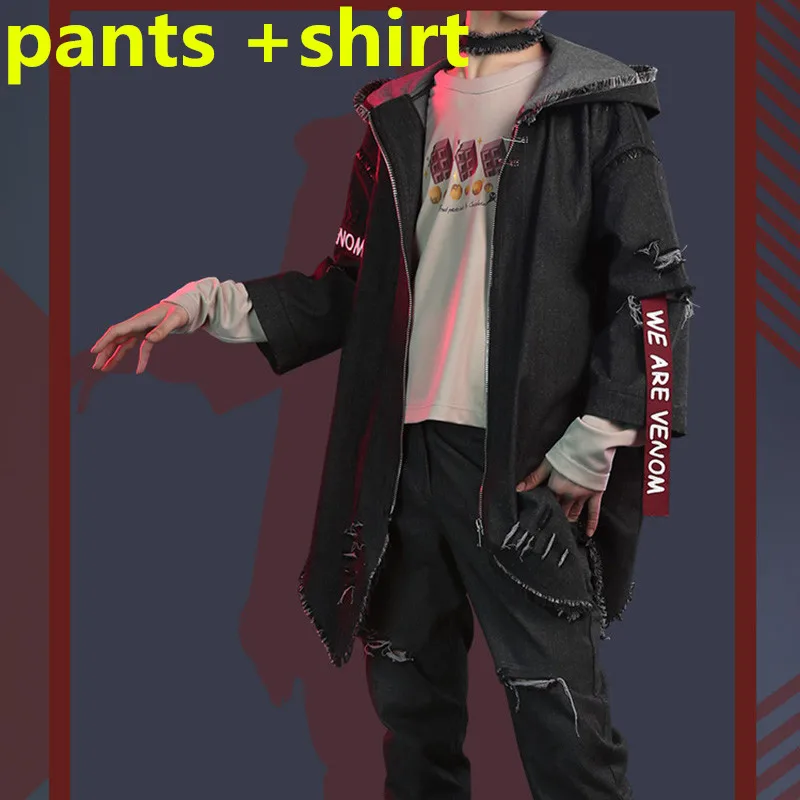 shirt pants Новая Футболка Venom косплей костюм черный мужской ветровка куртки футболки, одежда брюки крутой костюм для мальчиков Хэллоуин Супер Герои одежда - Цвет: shirt pants