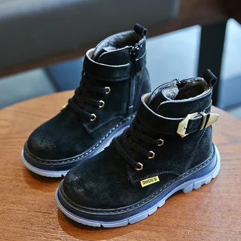 

Genuine Leather Kids Shoes Winter Autumn Martin Boots Children Casual shoes Antislip Child Boys And Girls Snow Boots