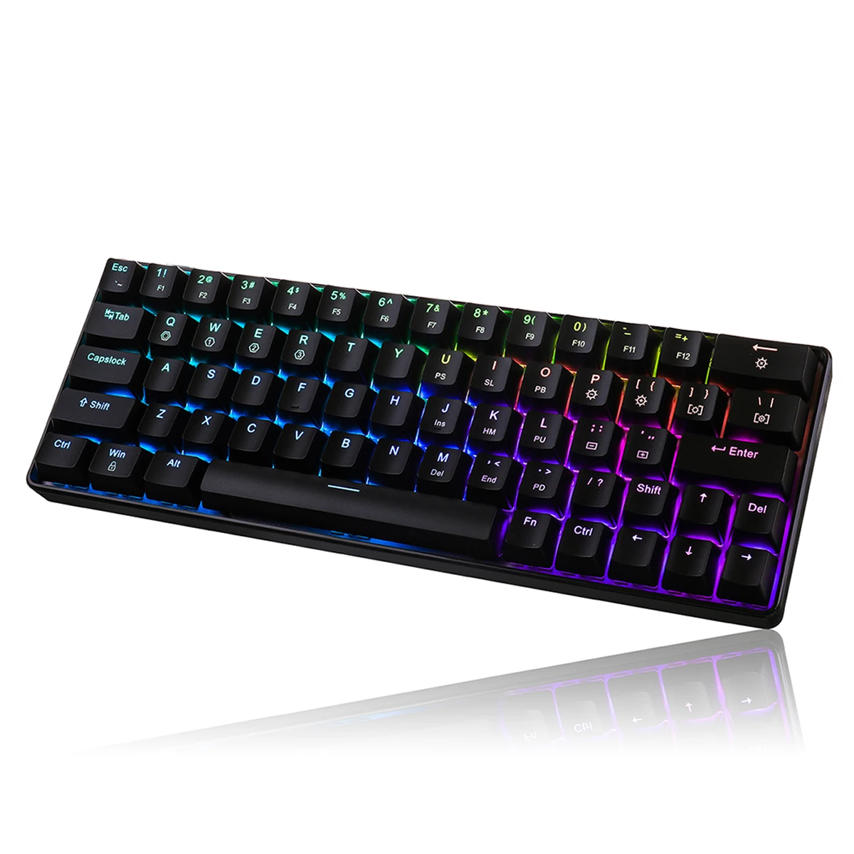 Kopen Mechanische Toetsenbord Gateron Schakelaar GK64 64 Toetsen Hot Swappable CIY Schakelaar RGB Backlit Mechanische Gaming Toetsenbord