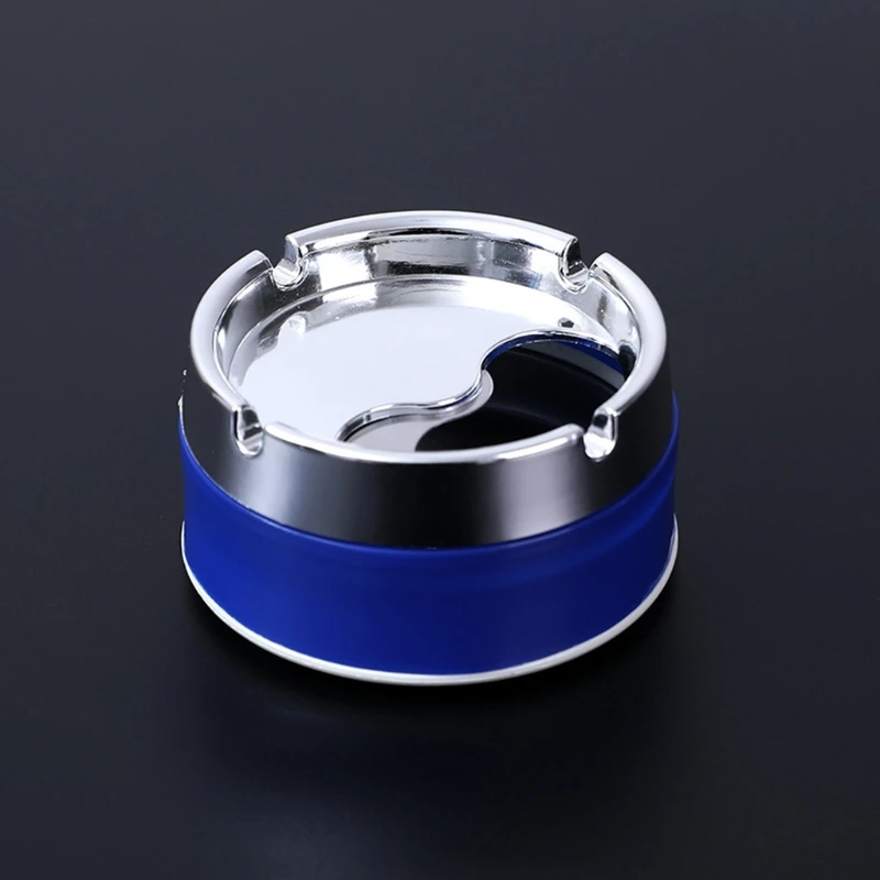 Stainless Steel Ashtray Round Windproof With Rotating Lid For Home Garden Outdoor Indoor Portable Office Sealing