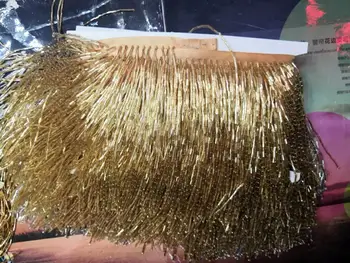 

Short 10cm wide gold heavy bead fringe tassel trim for dance costume 11yards, Lace Fabric Latin stage trimming beading fringe