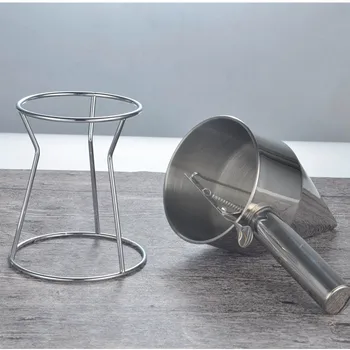 

Piston Funnel Pancake Batter Dispenser Stainless Steel Confectionery Funnels with Stand Bakery Use Cake Decorating for Sauce