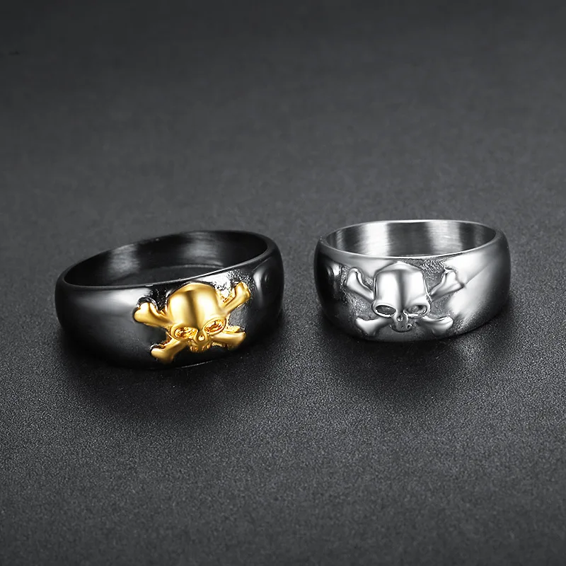 

Ladies Titanium Steel Small Skull Ring Punk Style Finger Jewelry Retro Personality Skeleton Ring for Friends
