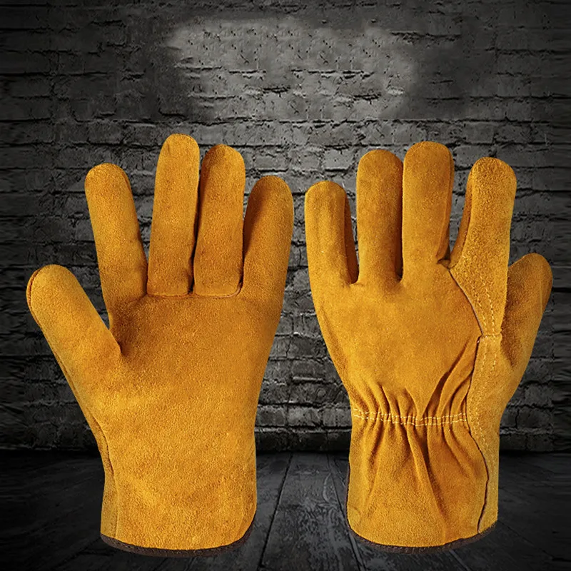 Guantes antiquemaduras ignífugos, aislamiento térmico de piel de vaca  sintética, para horno, barbacoa, suministros de Camping, 1 par - AliExpress