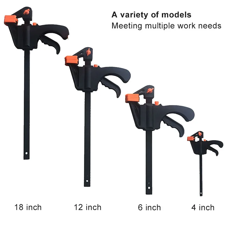  2PC/lot Quick Ratchet Release Speed Squeeze Woodworking Work Bar Clamp Clip Kit 4\6\12\18 Inch Wood