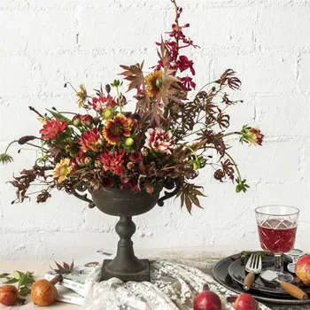 

Metal Vintage Rustic French Urn Planter Flower Pot for Craft Wedding Centerpiece Decoration Design Champagne Cup Shape