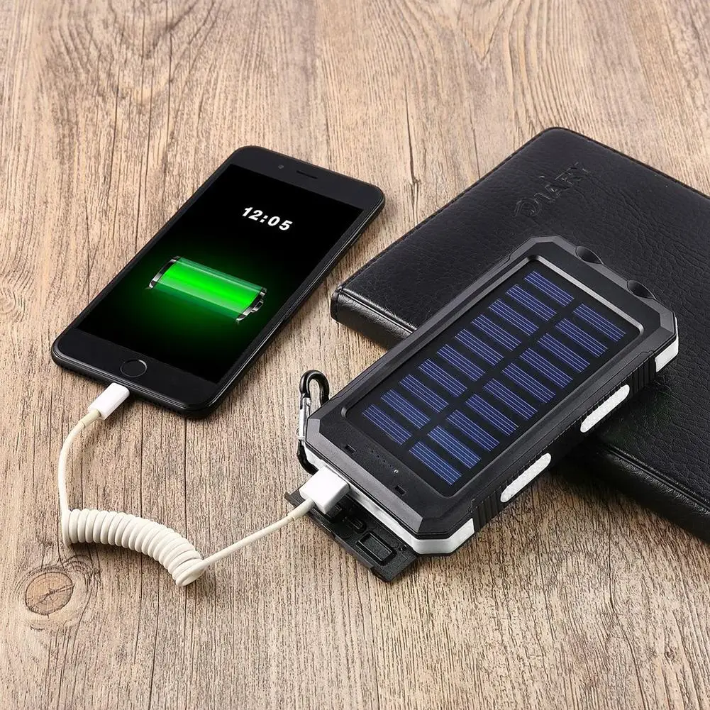 

Waterproof Solar Power Bank 300000mAh Dual USB 2 LED Flashlight Solar Power Bank Outdoor External Battery Charger For phones