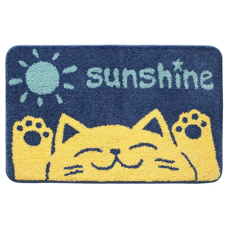 Cartoon Flocking Bath Mat Super Soft Fiber Bathroom Rug Absorbent and Quick-drying Door Mat Bathroom Non-slip Foot Mat