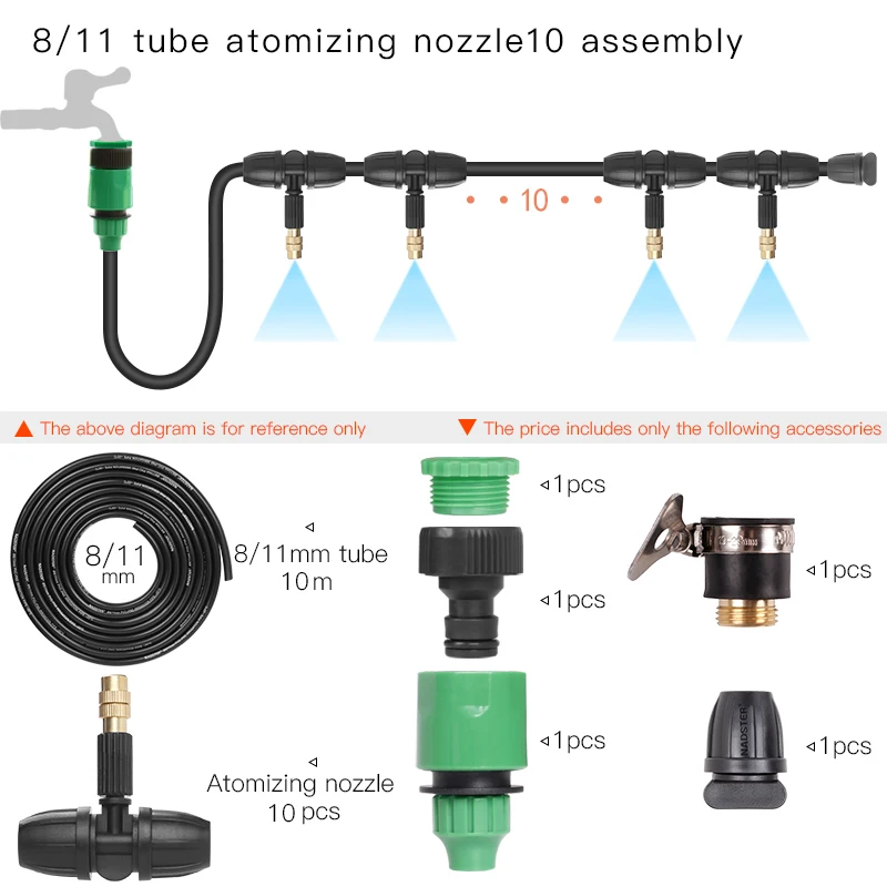 Nadster распыление спринклерная теплица культивирование сельскохозяйственное орошение сад балкон разбрызгиватель для цветов оборудование - Цвет: 10M tube 10 nozzles