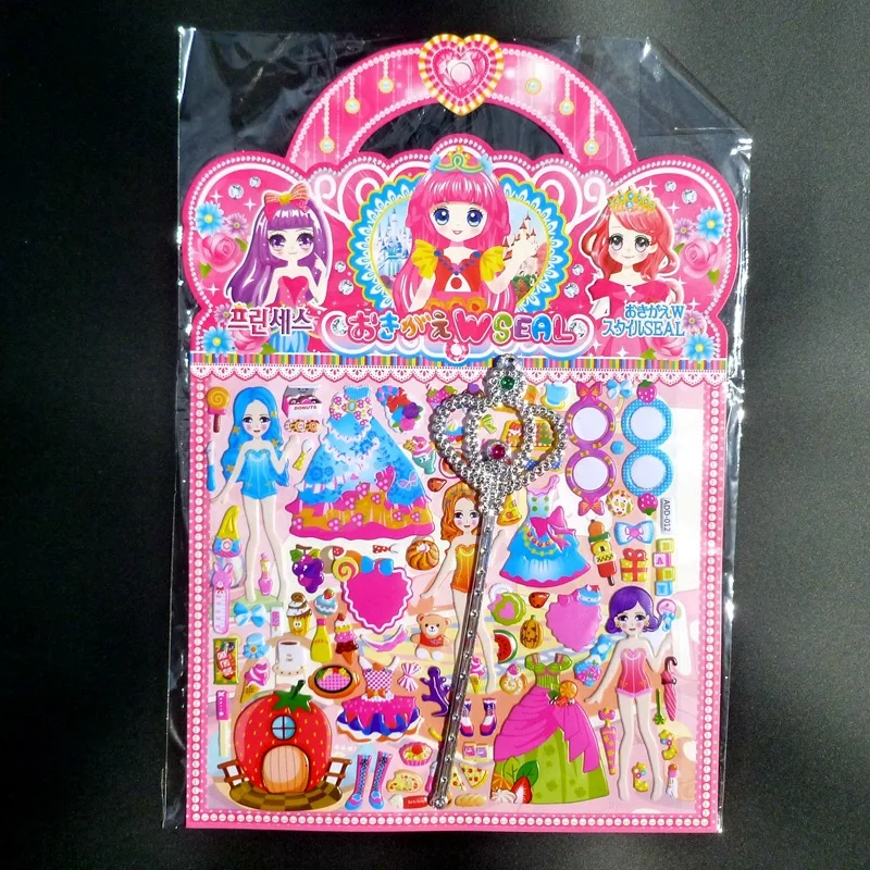 20Pcs Kawaii Girls 3D Fashion Beauty Princess Dress Up Stickers Toys Decorative DIY Diary Scrapbooking Album Stickers Kids Gift