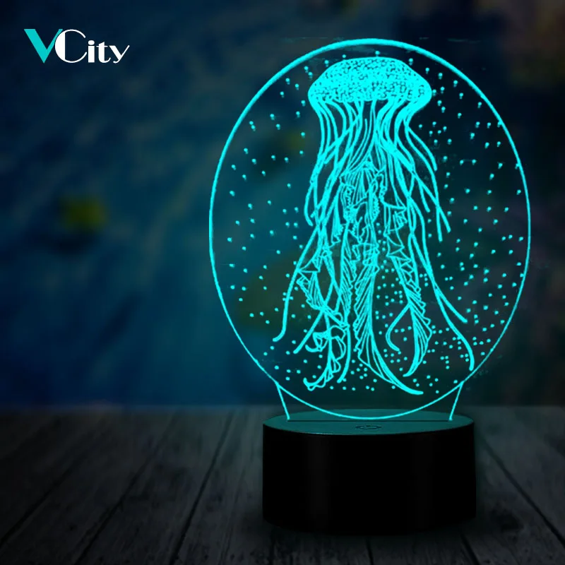 3D ночник VCity в виде медузы креативное праздничное комнатное освещение