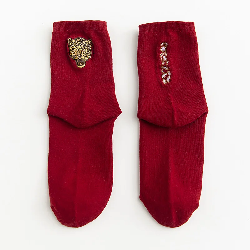 Хлопковые корейские женские носки с вышивкой на осень и зиму, новые японские леопардовые носки с леопардовым принтом для мужчин и женщин